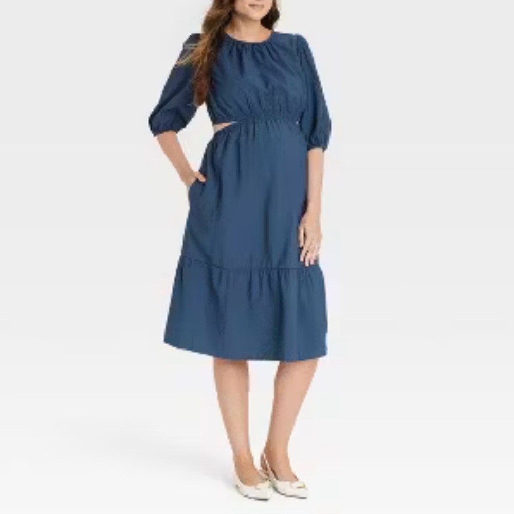 Isabel Maternity by Ingrid & Isabel Blue Bishop Sleeve Sundress